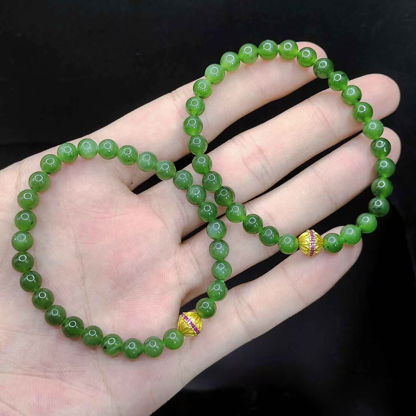 【老三珠宝】和田玉DIY单圈手串X7【多样性发其一】约5mm+