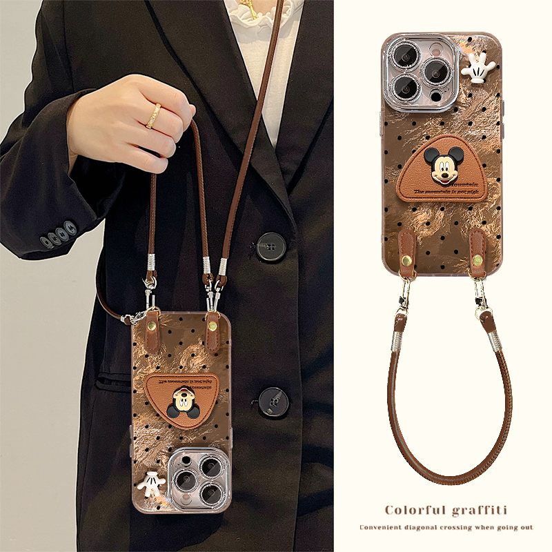 咖色米奇适用苹果17Promax华为OPPO/VIVO小米iPhone16冰川手机壳