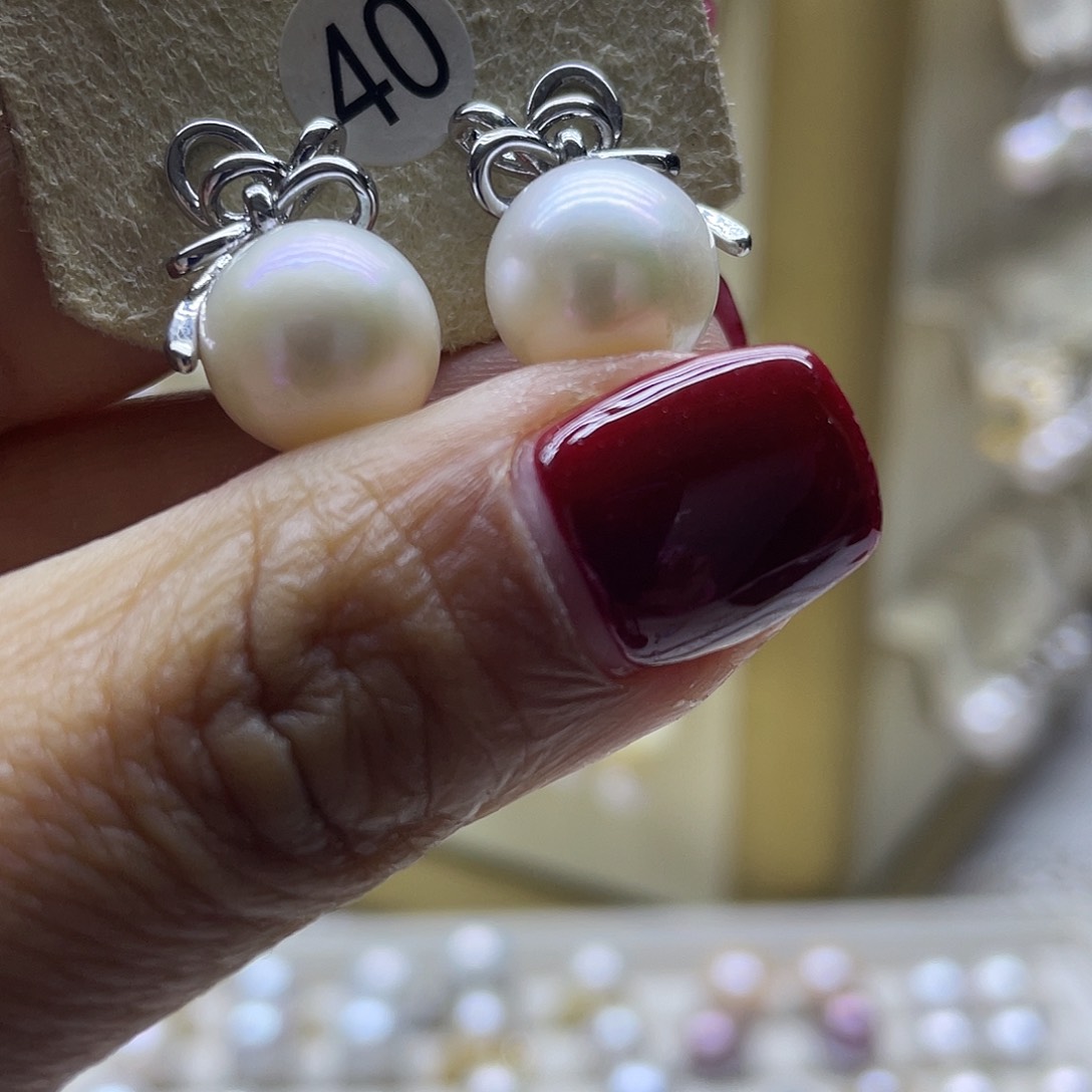 淡水珍珠耳饰银S925镶嵌