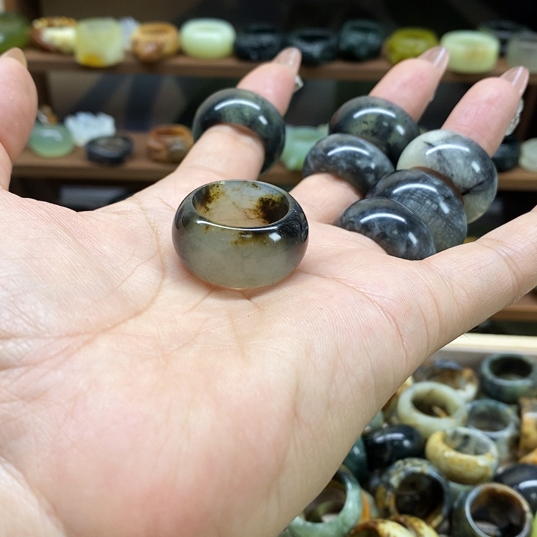 岫玉戒指未镶嵌@**心