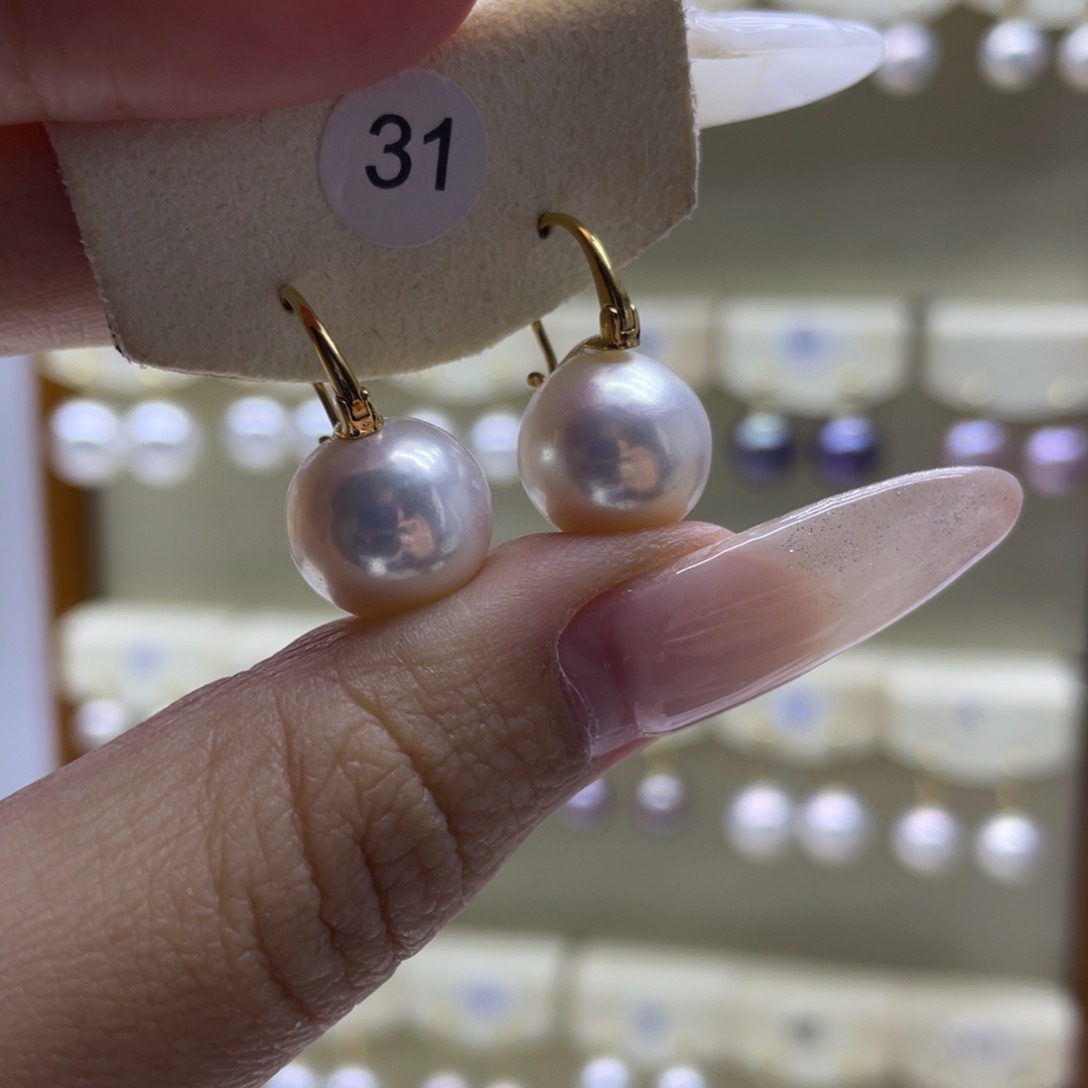 淡水珍珠耳饰18K金镶嵌