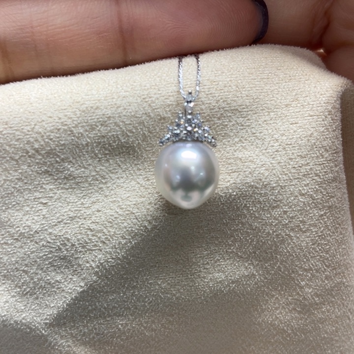 吊坠(不含链)银S925镶嵌海水珍珠10-11mm71号