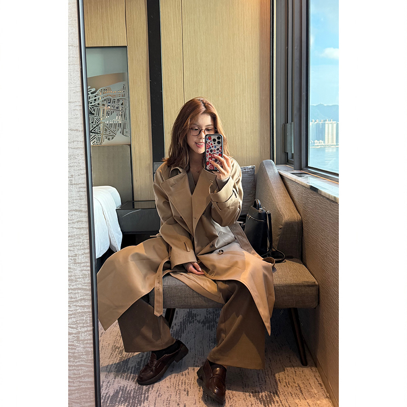 Tuuuh【伦敦街头】中长款风衣女秋冬英伦风长款风衣外套 F36762TU53