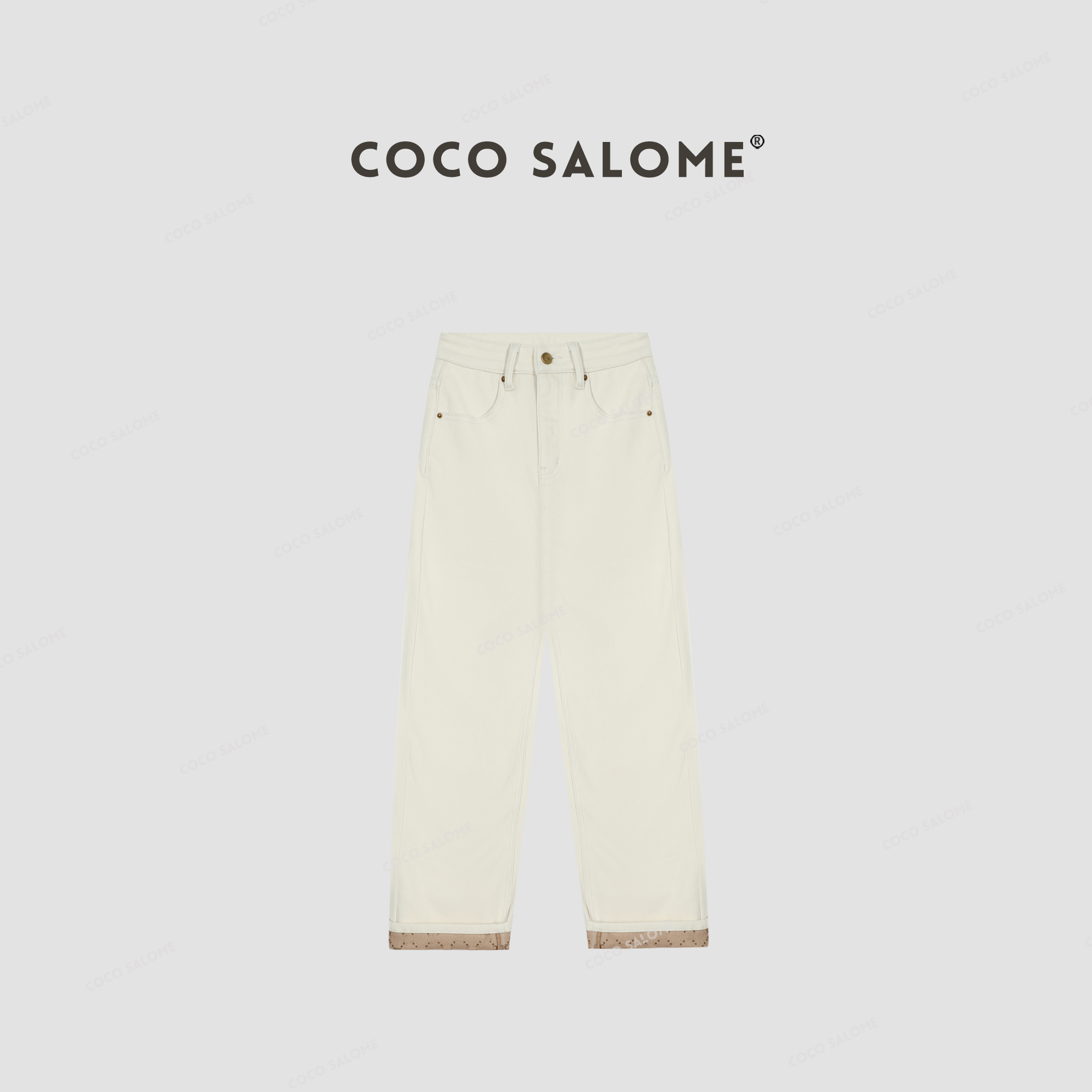 COCOSALOME【白松露】冬季加绒裤子小直筒洋气休闲装牛仔裤0414