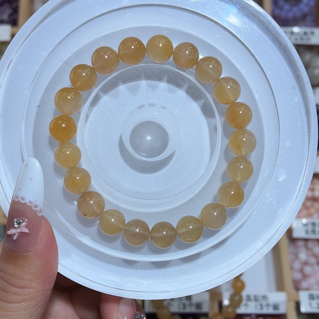 水晶手链未镶嵌奶黄兔毛