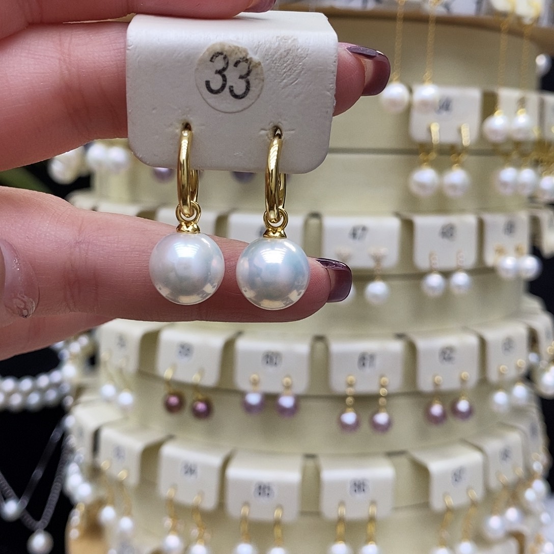 淡水珍珠耳饰银S925镶嵌