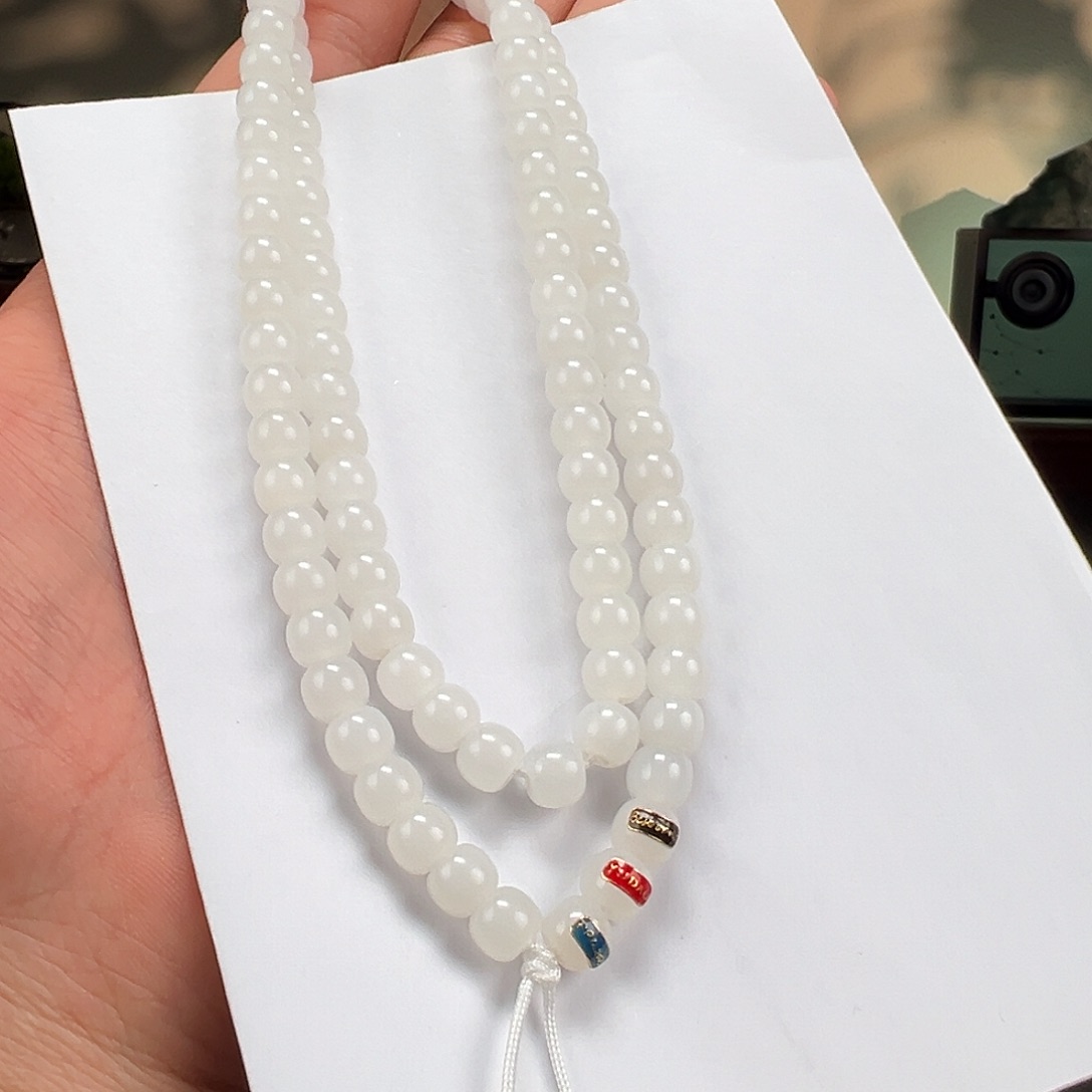 和田玉未镶嵌手链卡7mm藏物于田