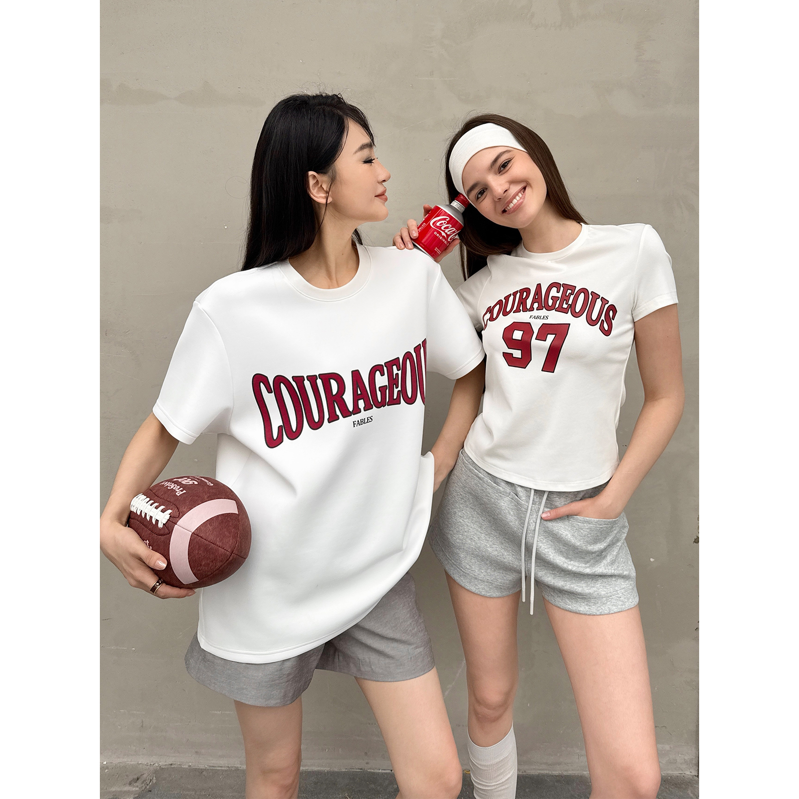 周淼【520情侣遛弯t】美式男女同款短袖T恤女 休闲裤套装ZM25G8666Z