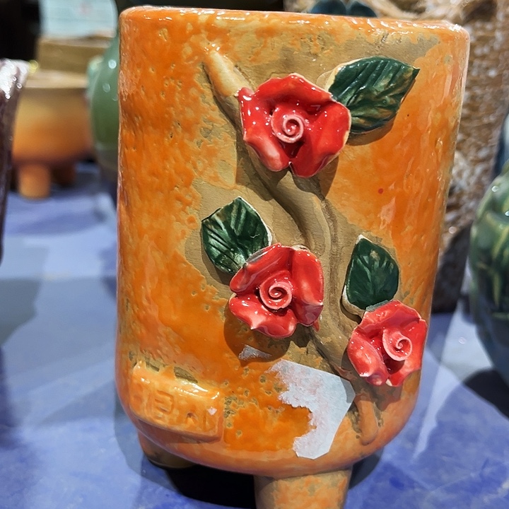 瓷片花盆多肉艺术品