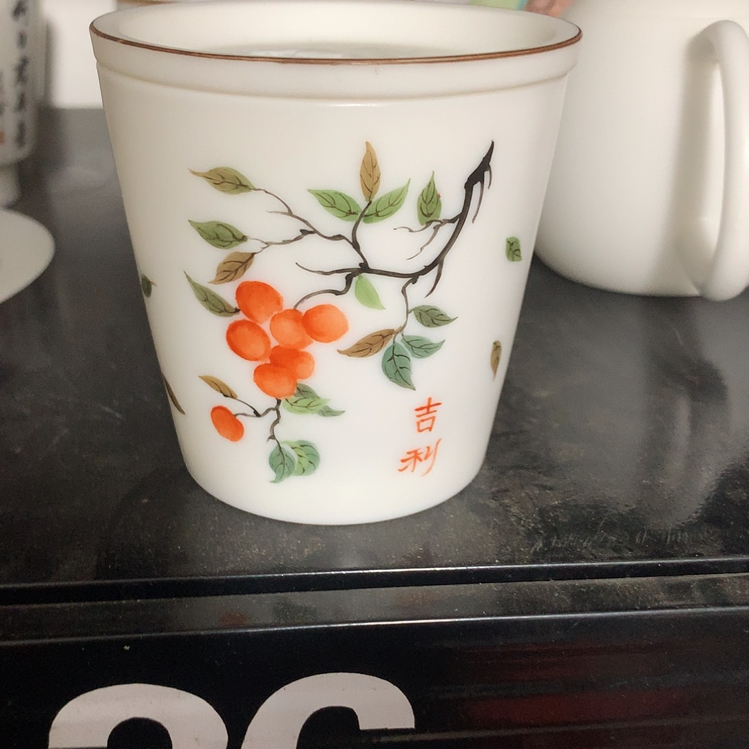 冰种素烧手绘可乐杯