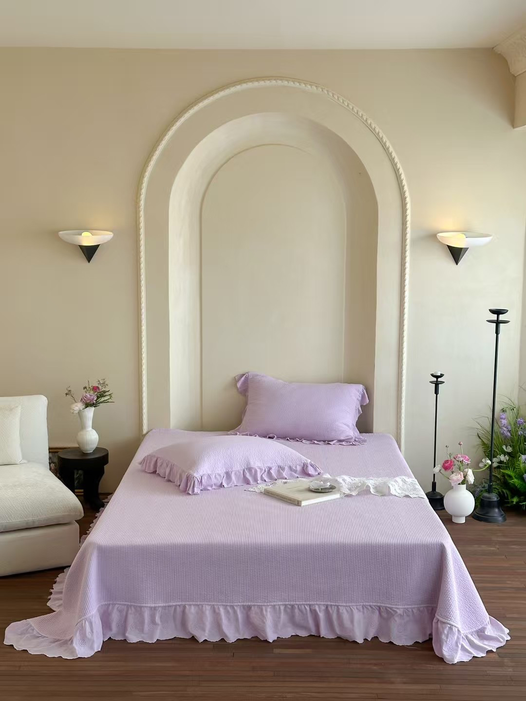 韩国120支全棉酵素砂洗床盖三件套