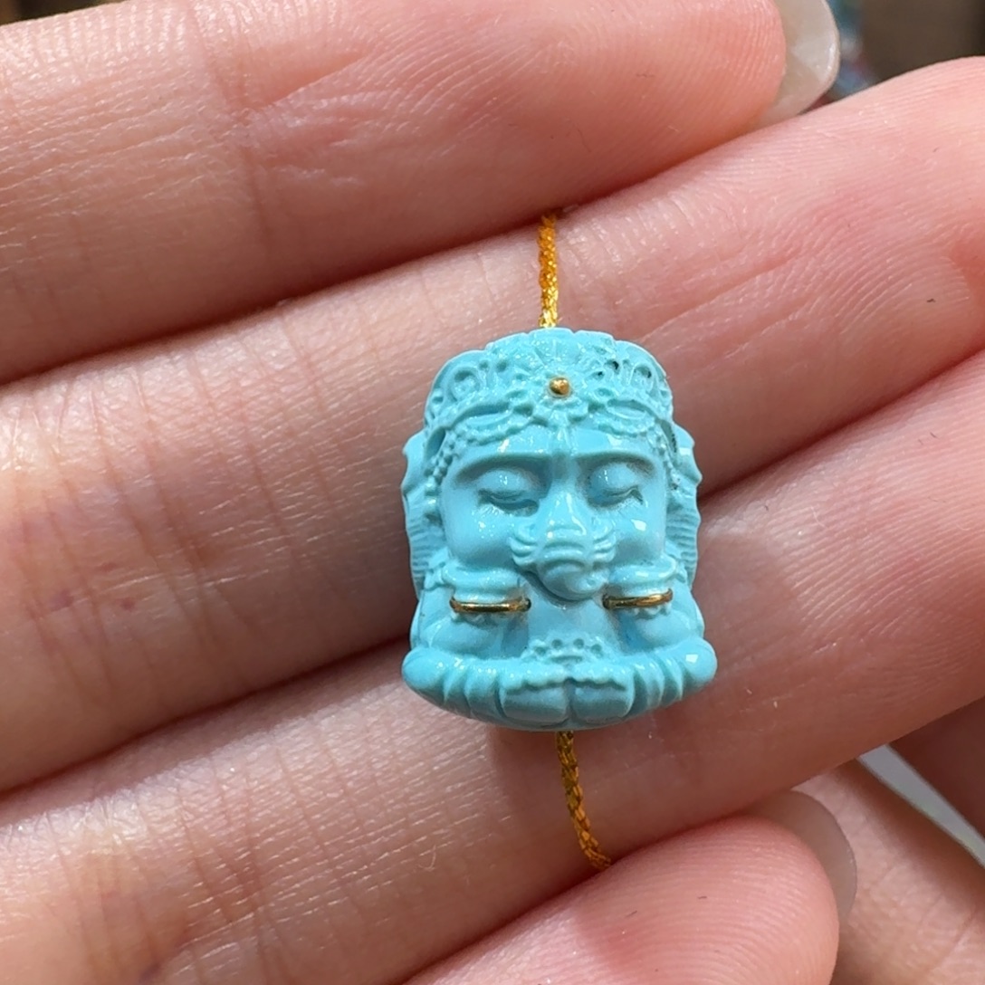 绿松石未镶嵌珠宝半成品象神配饰