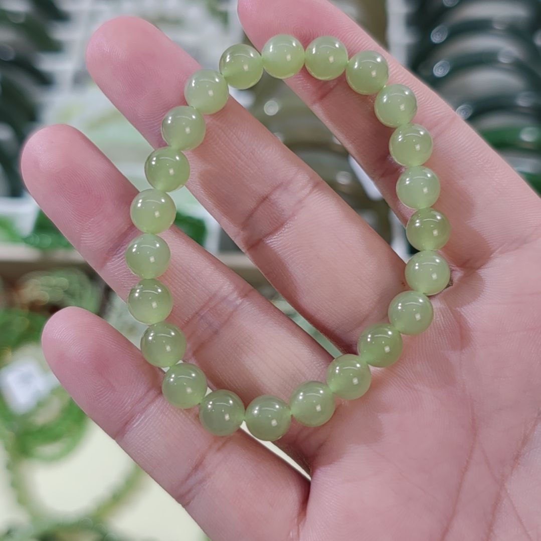 小****和田玉未镶嵌手链卡8高冰葡萄肉色和田玉手串×1