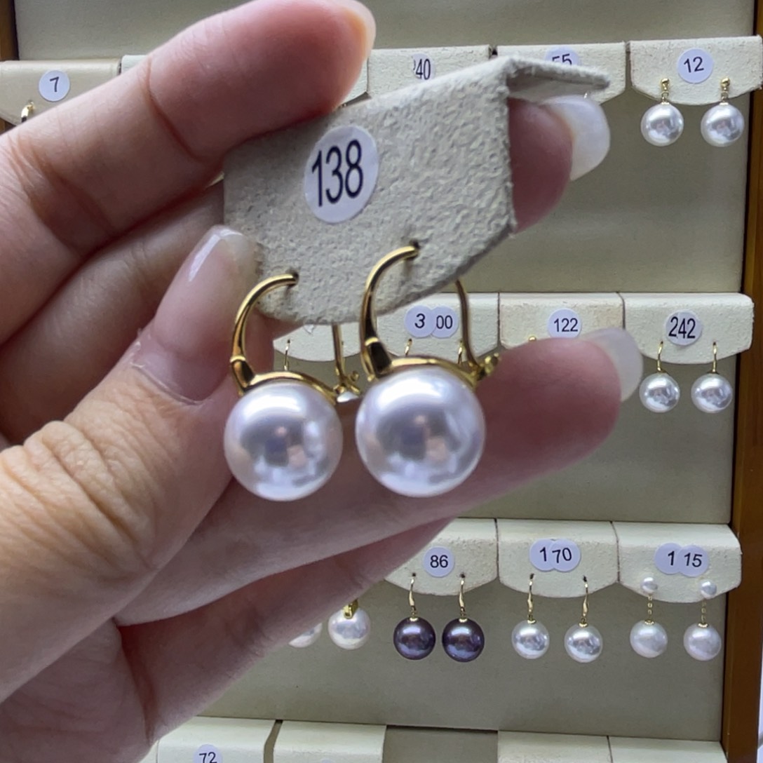 淡水珍珠耳饰银S925镶嵌