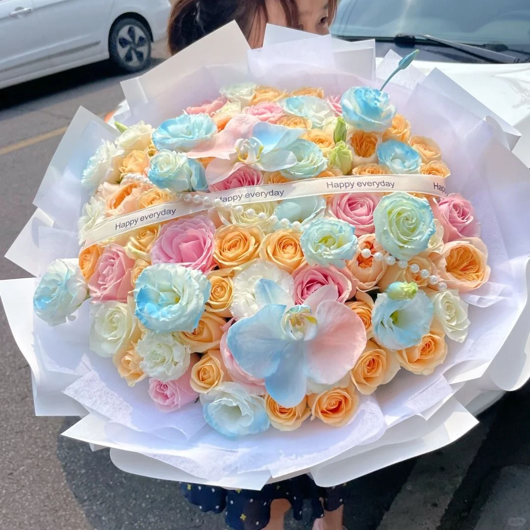 【佳期如梦】52朵玫瑰蝴蝶兰混搭鲜花送女友送爱人鲜花花束生日花束约会花束表白花束订婚花束