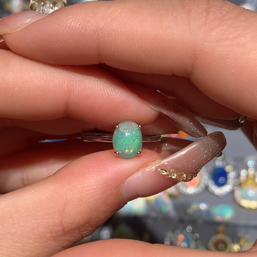 欧泊福利戒指银S925镶嵌