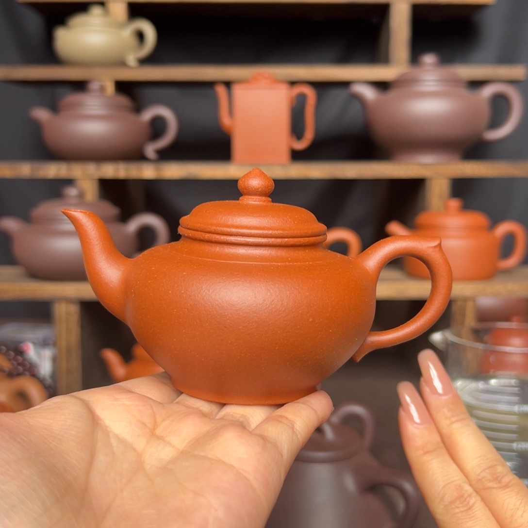 茶壶紫砂红降坡笑樱150毫升