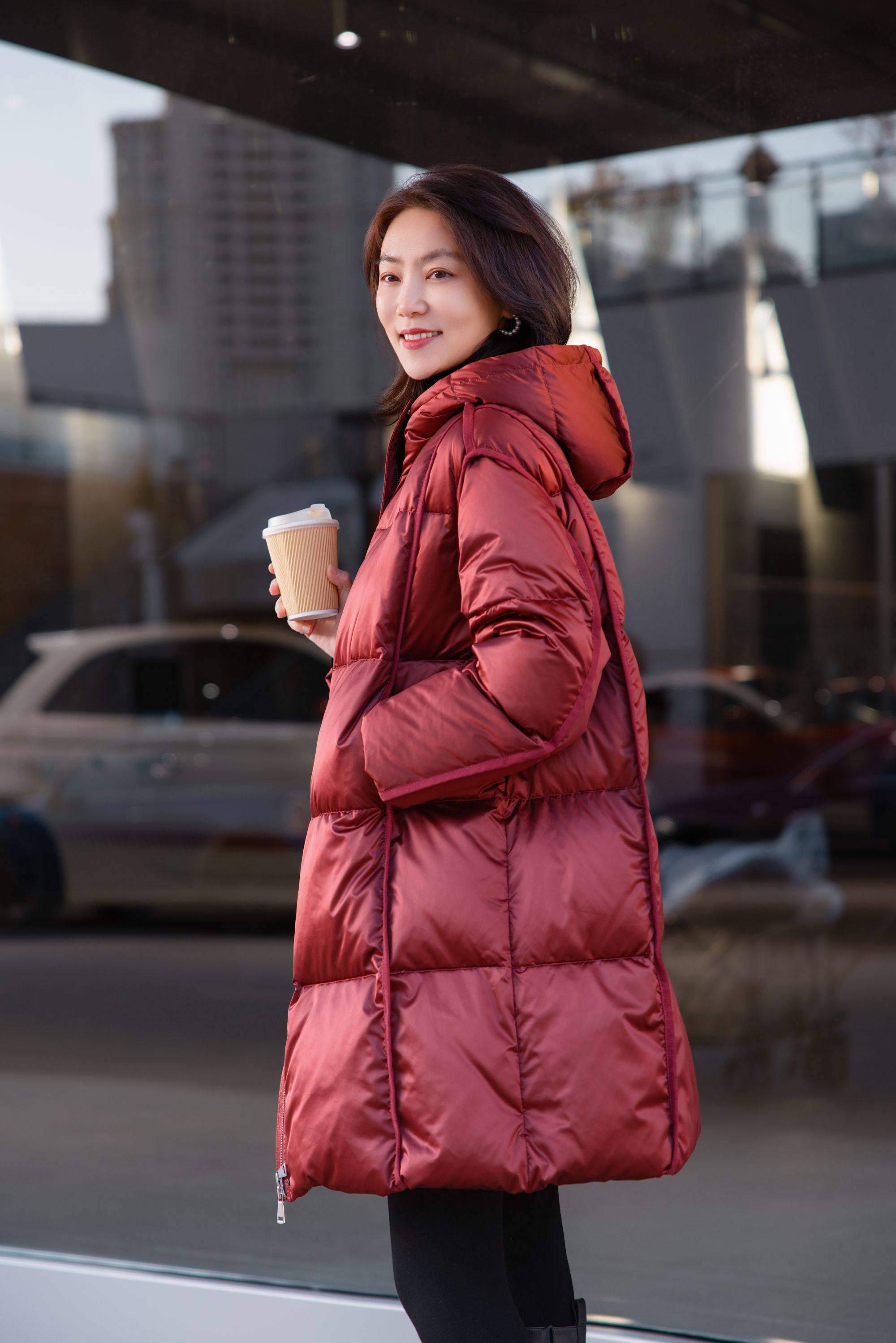 LAJIAO TOTO 连帽90白鹅绒中长女士冬季鹅绒服外套#8235