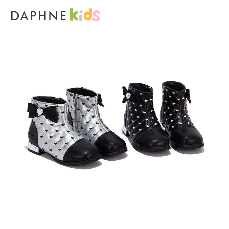 Daphne达芙妮女童马丁靴高帮2025新款儿童公主皮靴小女孩英伦短靴