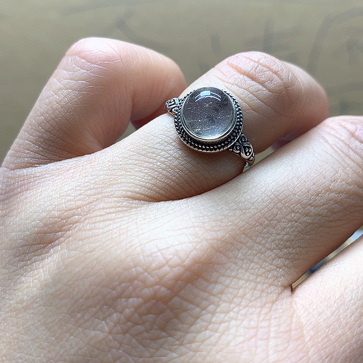 水晶水晶戒指银S925镶嵌