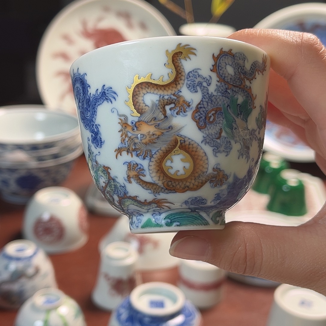 杯斗彩九龙杯杯杯