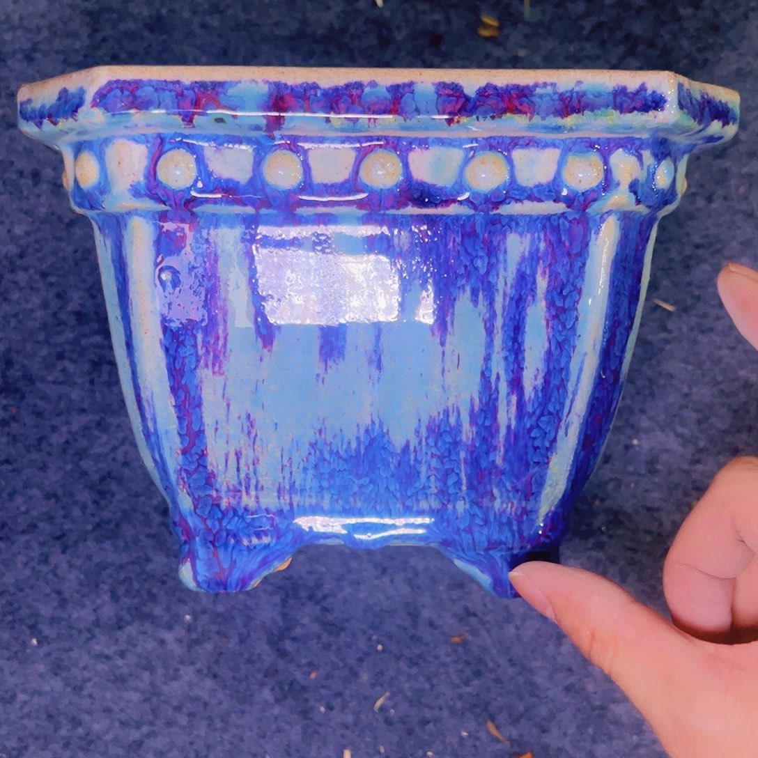 红陶正宗岭南石湾盆放漏