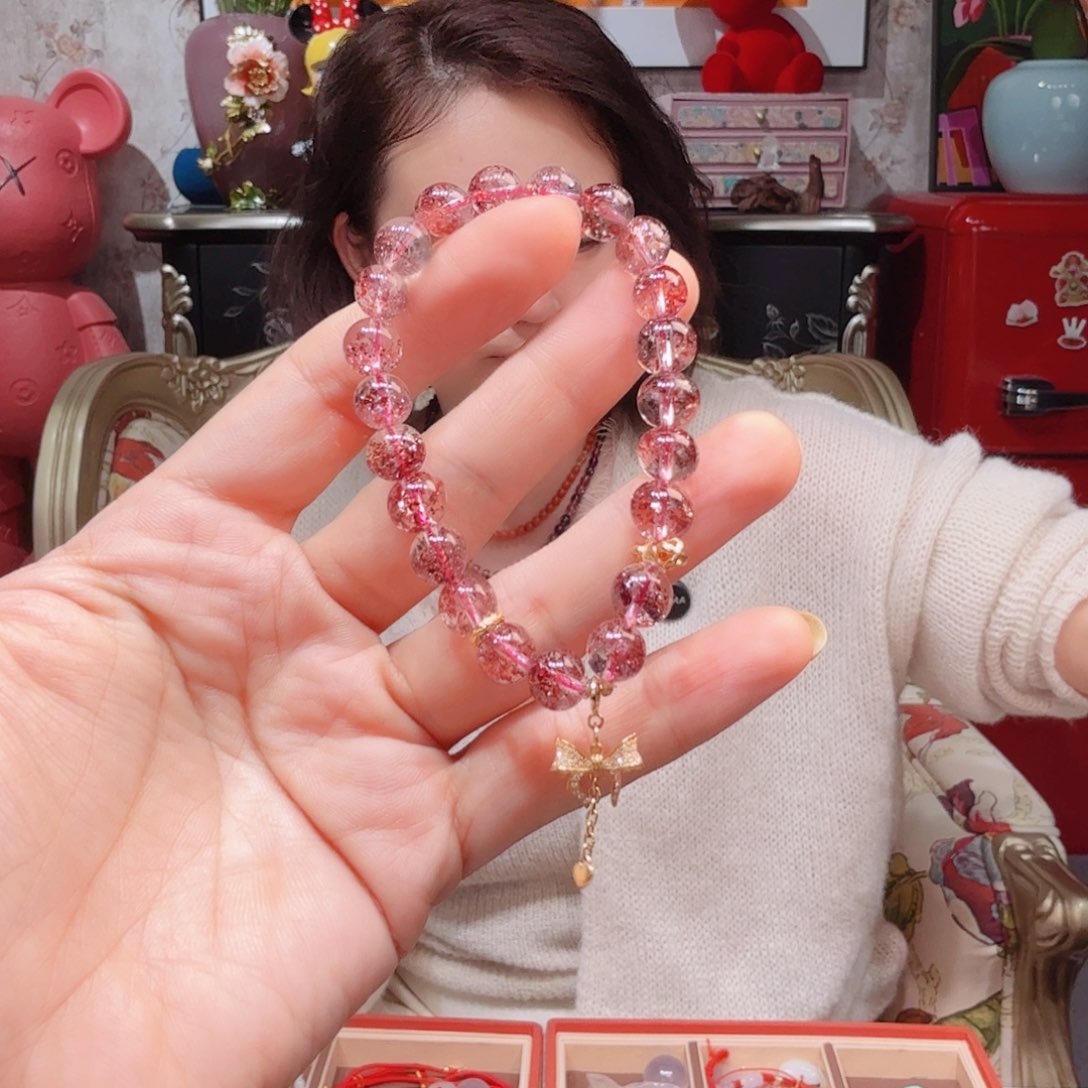 水晶手串18K金镶嵌手串