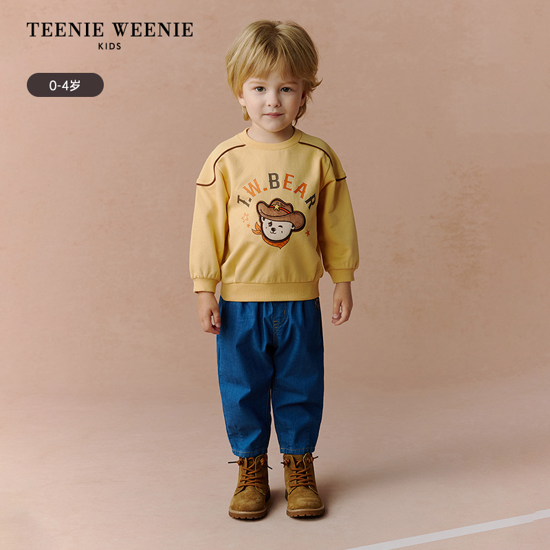 TeenieWeenieKids小熊童装25年秋季休闲百搭牛仔长裤T0TJ253826A