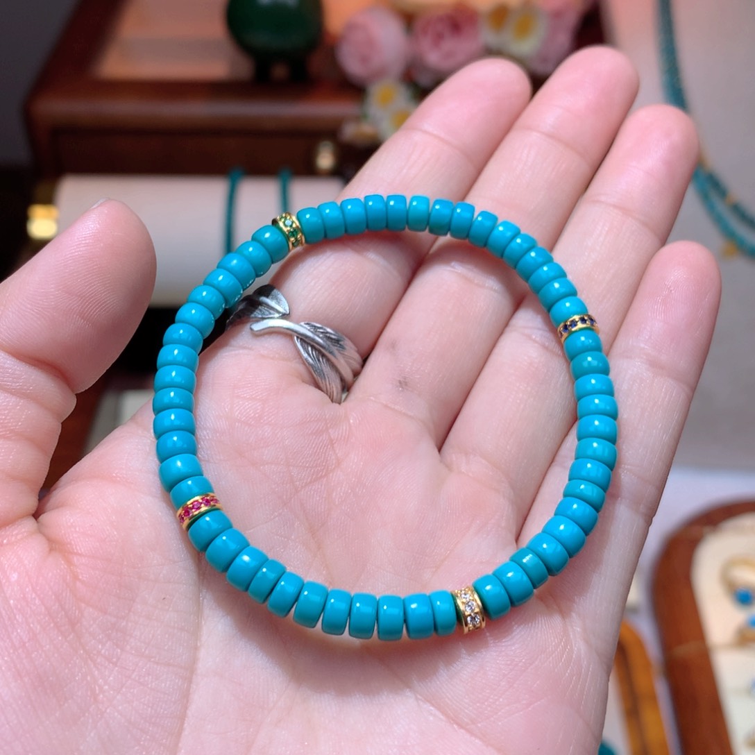 绿松石珠宝奇石18K金镶嵌