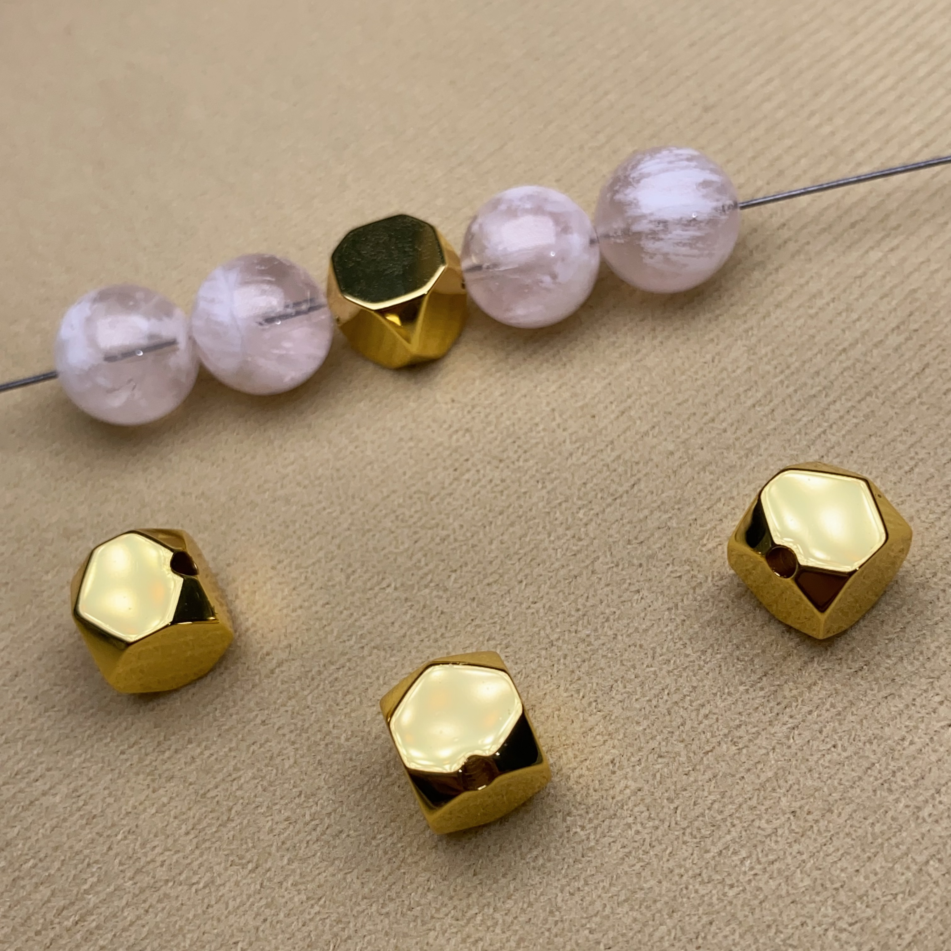 【钛钢精雕】精工真空镀真金色新款隔珠隔片搭配水晶手链diy配件