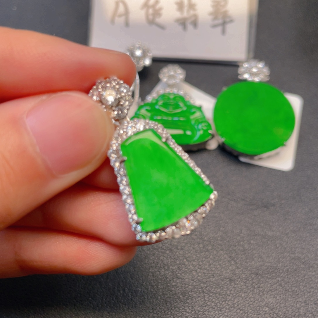 吊坠(不含链)银S925镶嵌翡翠