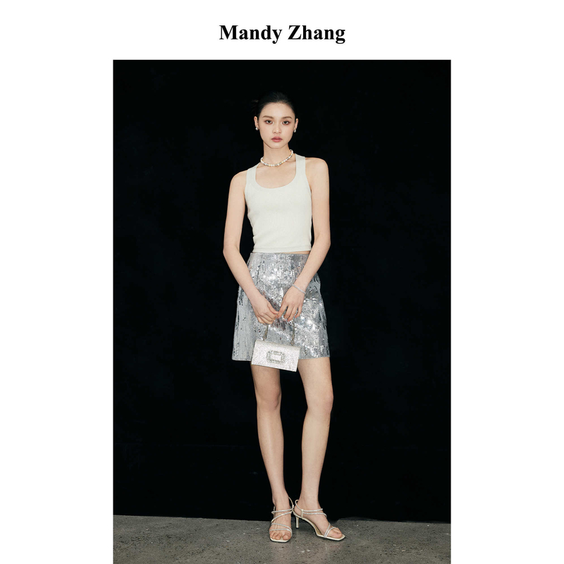 【达人专属】Mandyzhang纯吊带背心女春修身无袖上衣BX0158