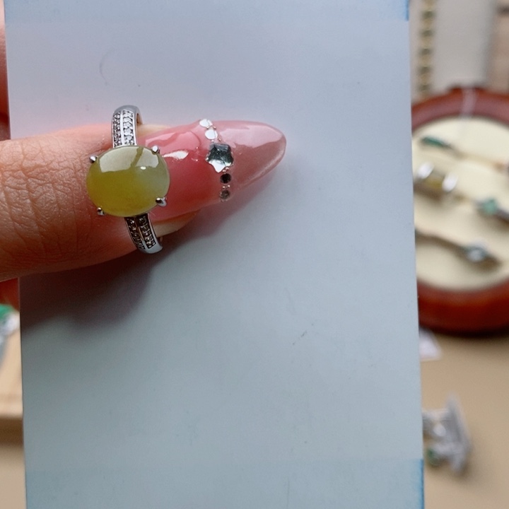 翡翠戒指银S925镶嵌11111