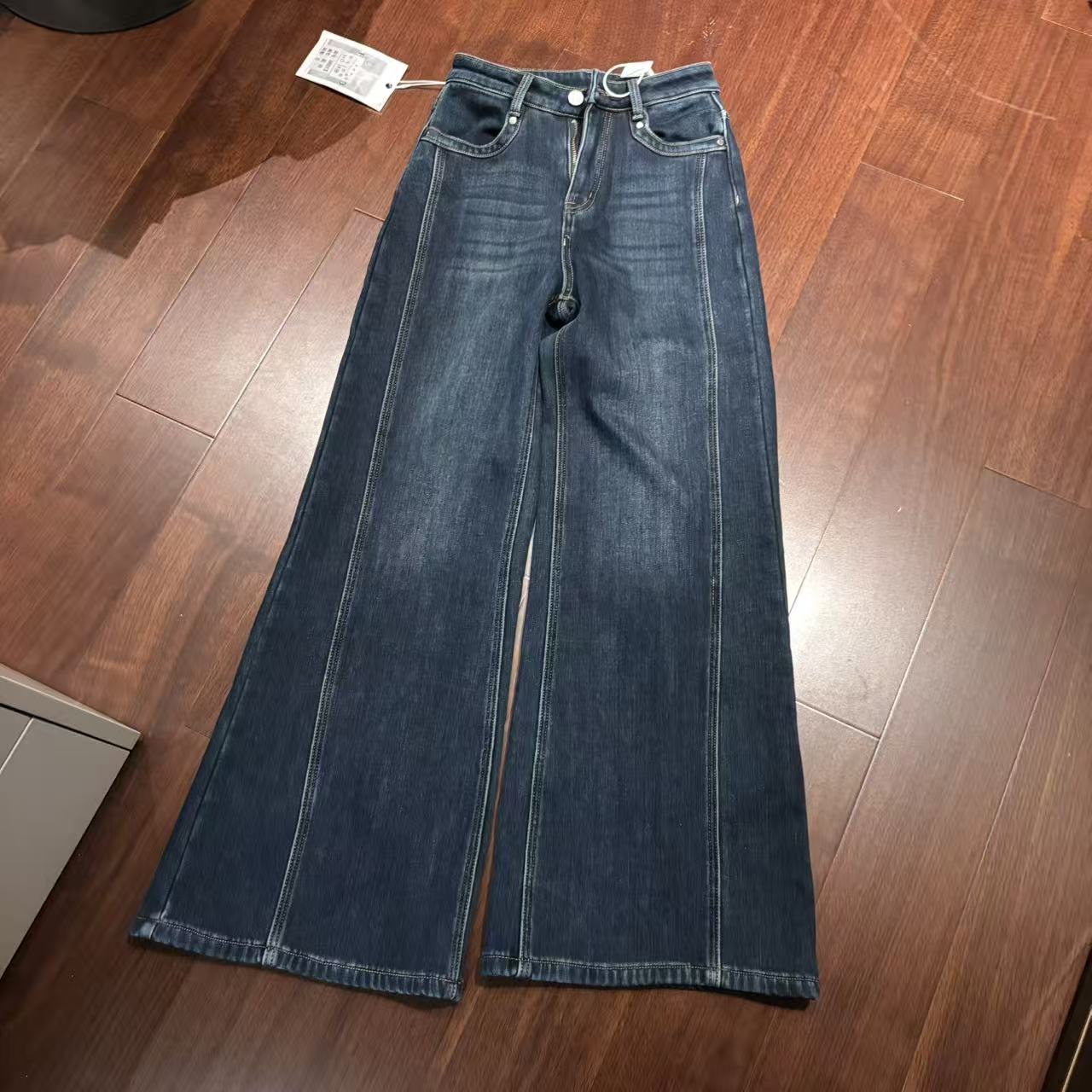 【雪姐专属】冬法式牛仔裤丹宁风阔腿裤显瘦阔腿裤裤子8013