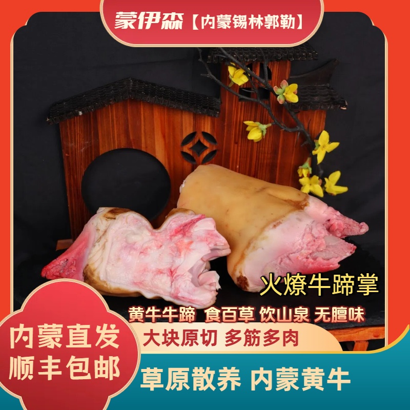 锡林郭勒草原散养黄牛蹄手工火褪原味牛蹄子美味牛脚顺丰包邮