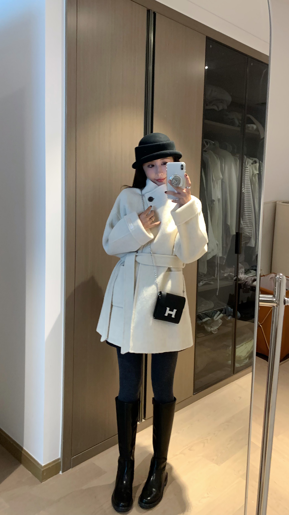 AESTHETIC PAN 羊毛气质立领系带双面呢大衣251160