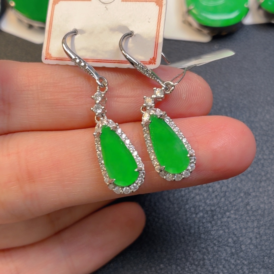 翡翠银S925镶嵌吊坠(不含链)耳坠