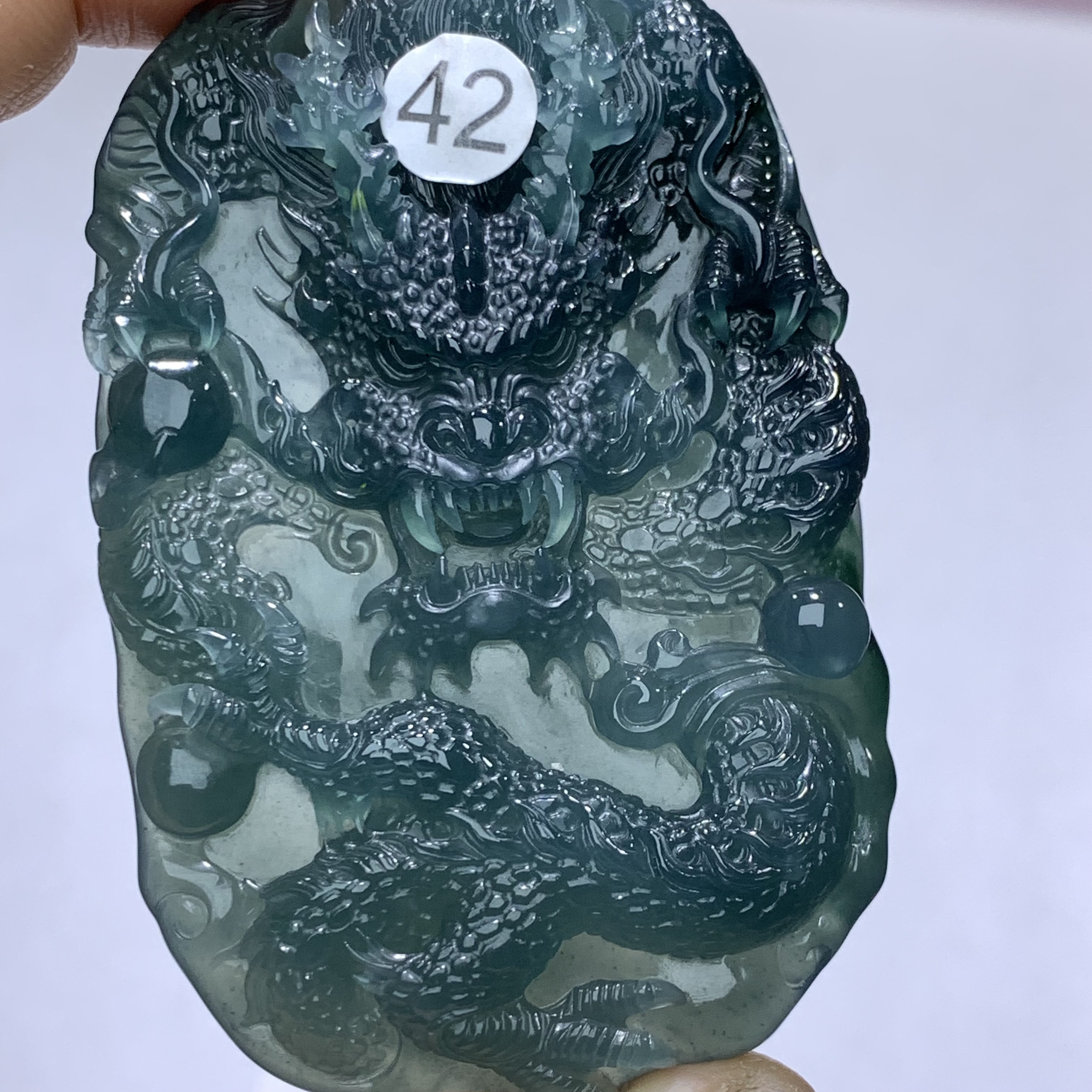 天然翡翠Ａ纯手工立体精雕霸气龙牌，神龙护主