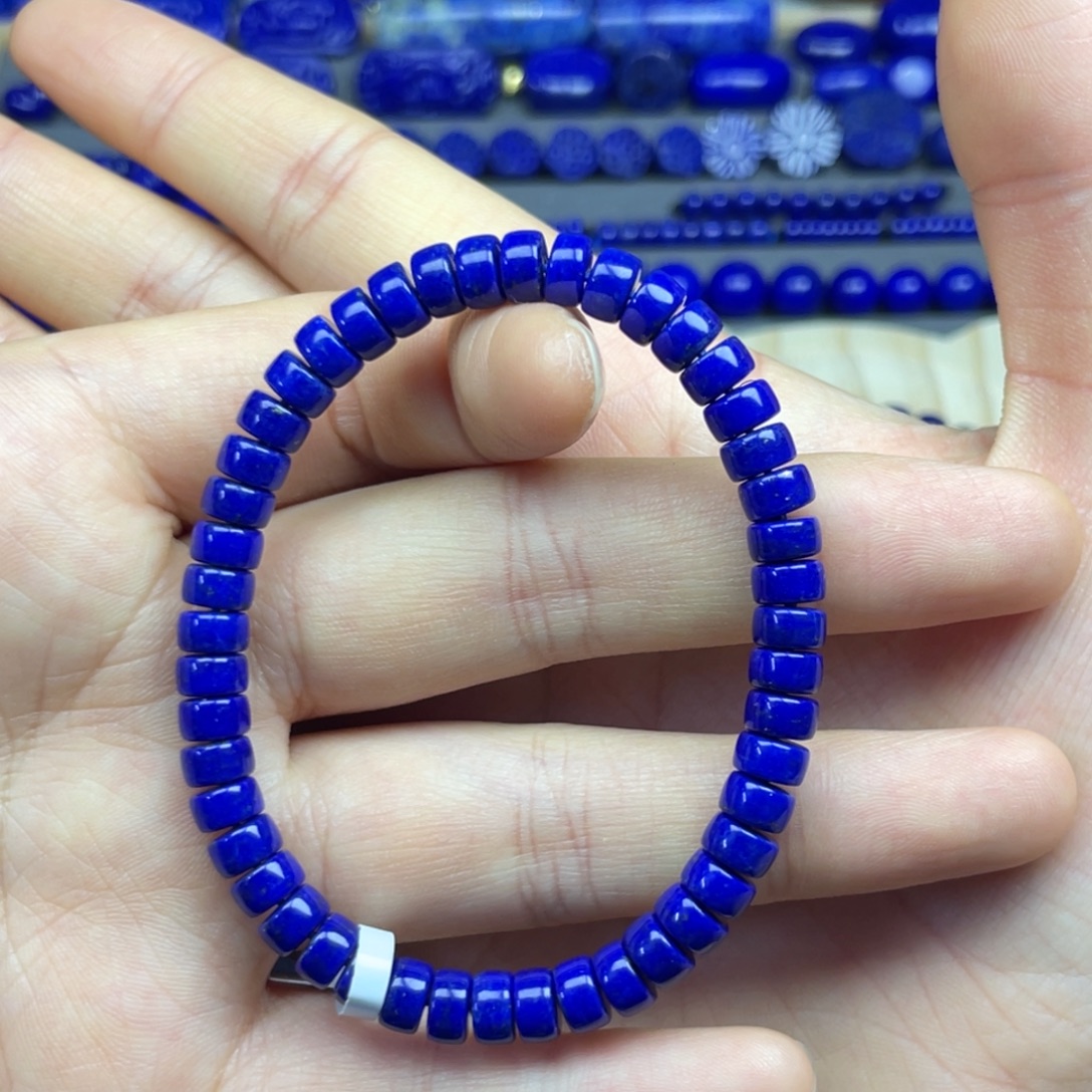 青金石未镶嵌药片手串6+