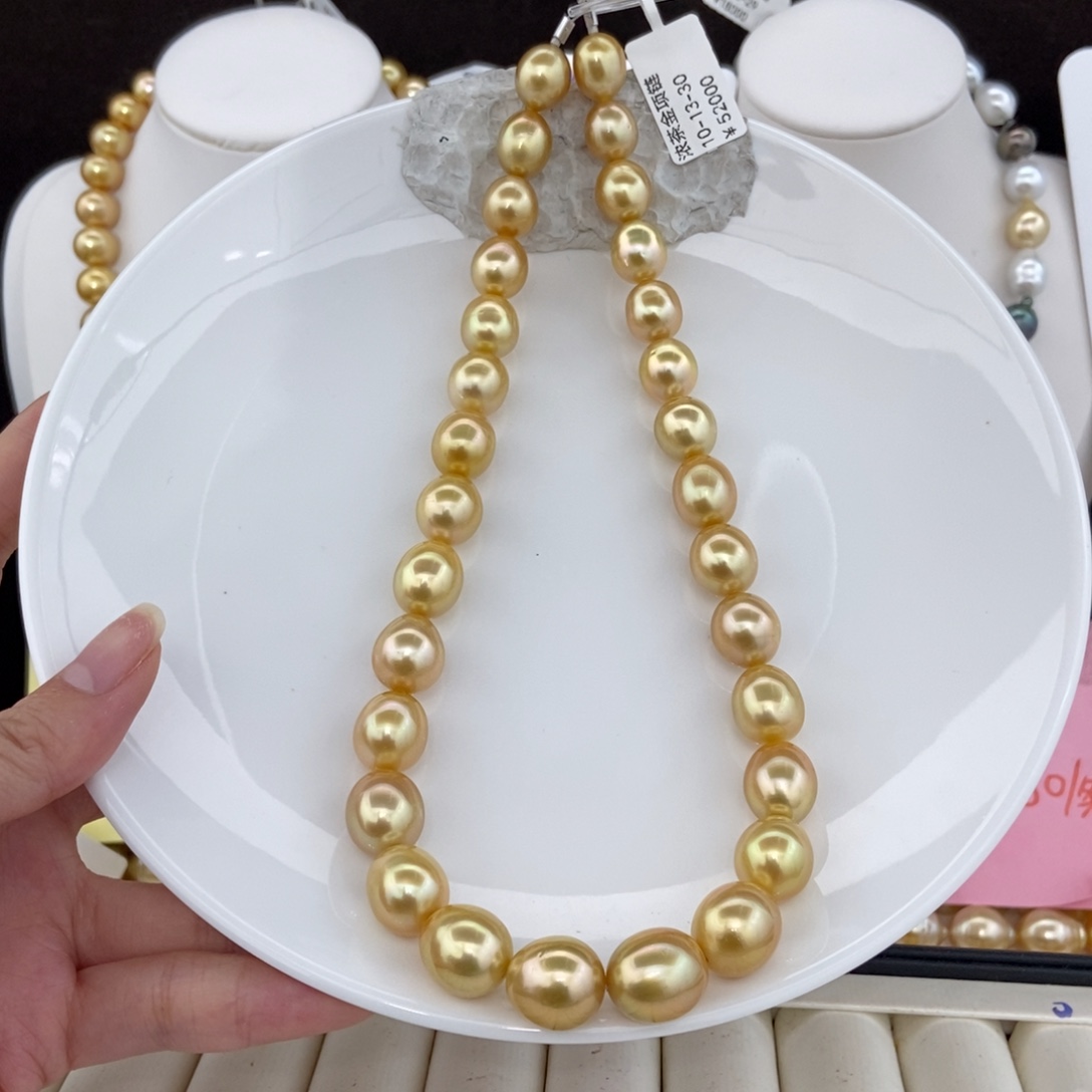 项链银S925镶嵌海水珍珠10-13/30颗