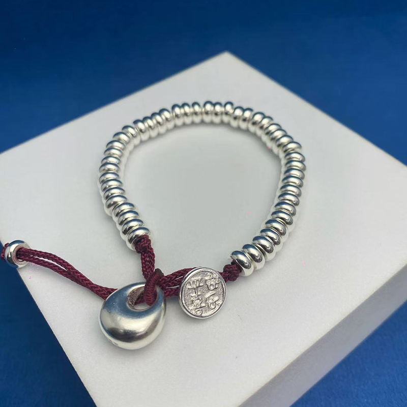 足银手镯  5号链接【手链盘缠】足银999.9手镯带证书礼盒包装清库存