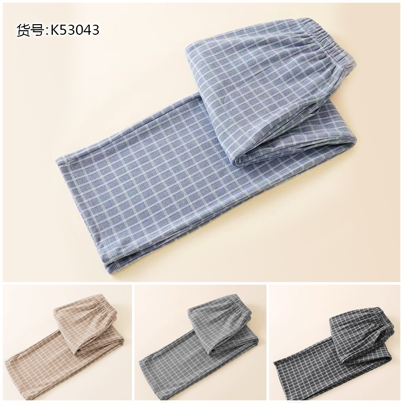 【恩泽妈•推荐】成人款亲肤舒适宽松加厚保暖格子家居裤53043