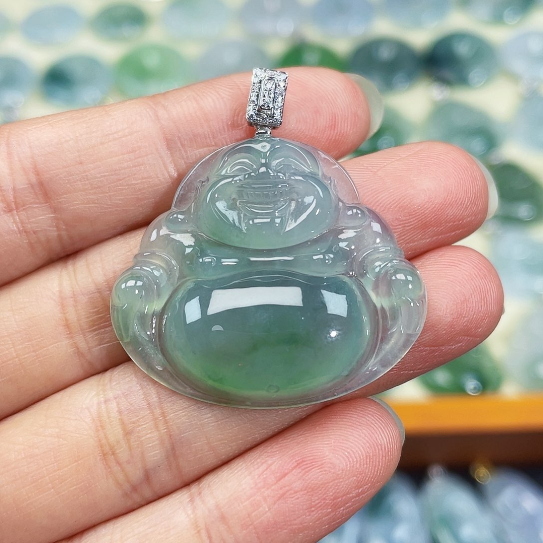 翡翠颈饰18K金镶嵌吊坠