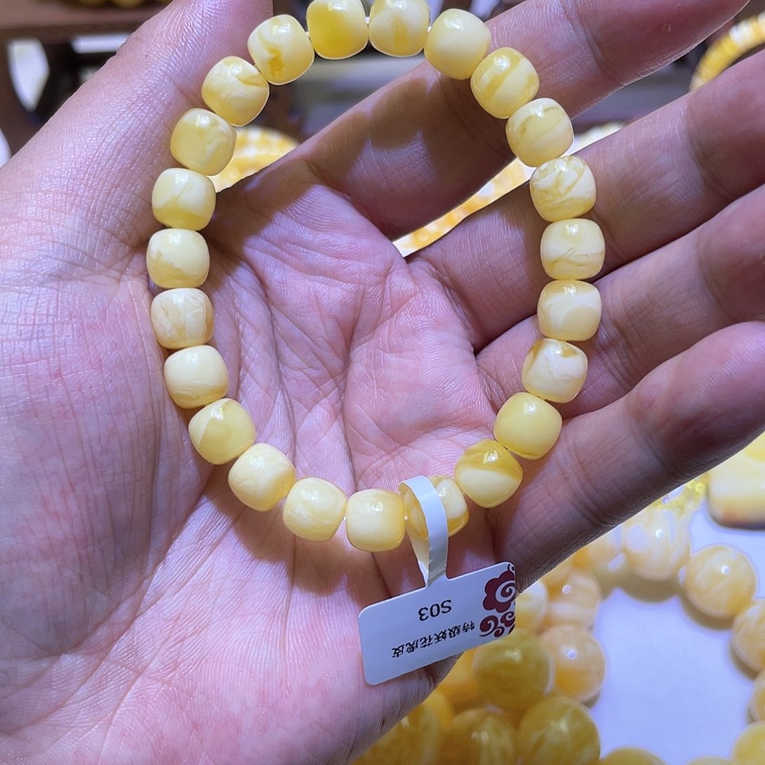 蜜蜡手串未镶嵌虎皮妖花9✖️8.5mmm