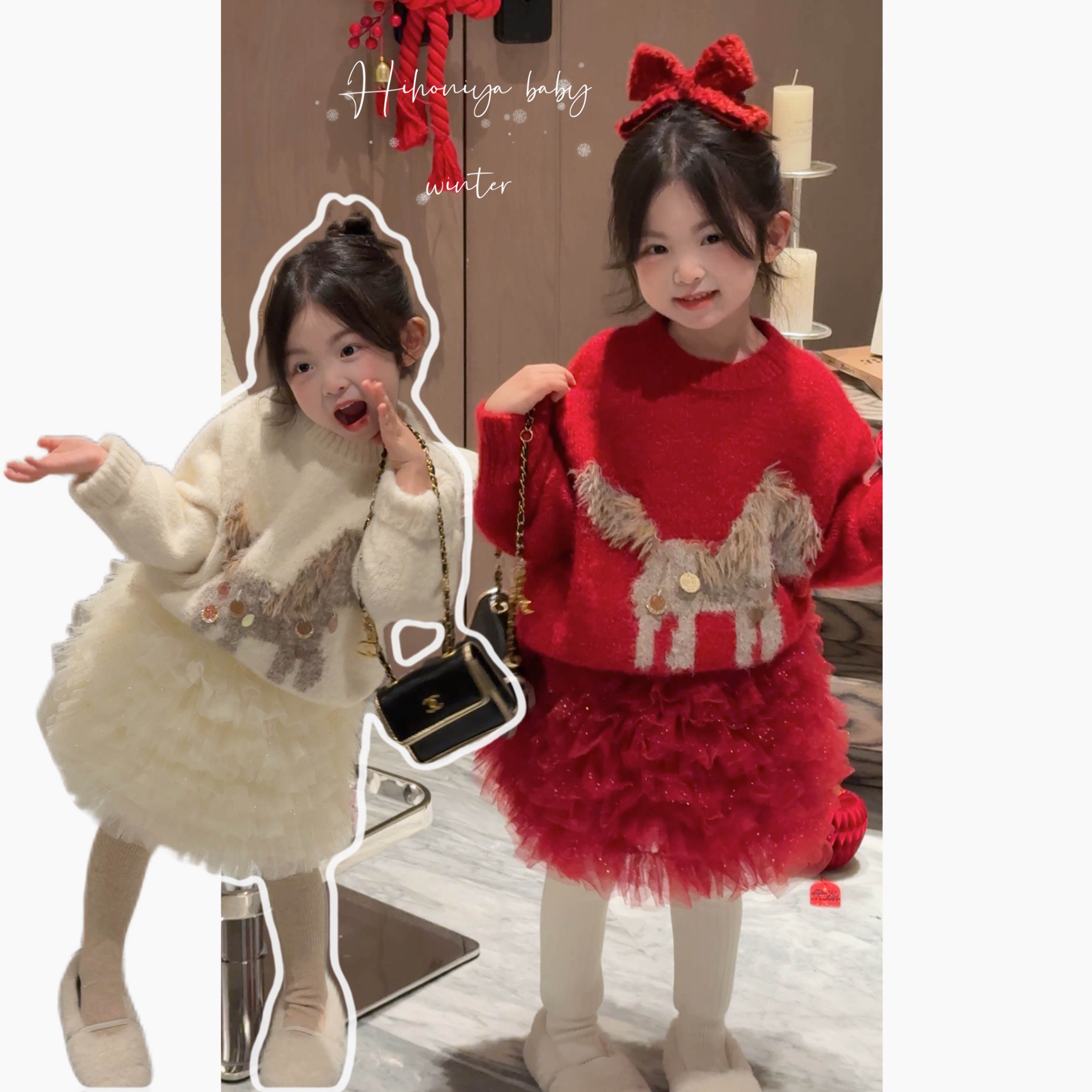 【小马驹】七Hihoniya~2025冬亲子新年小马缎染亮片流苏软糯毛衣