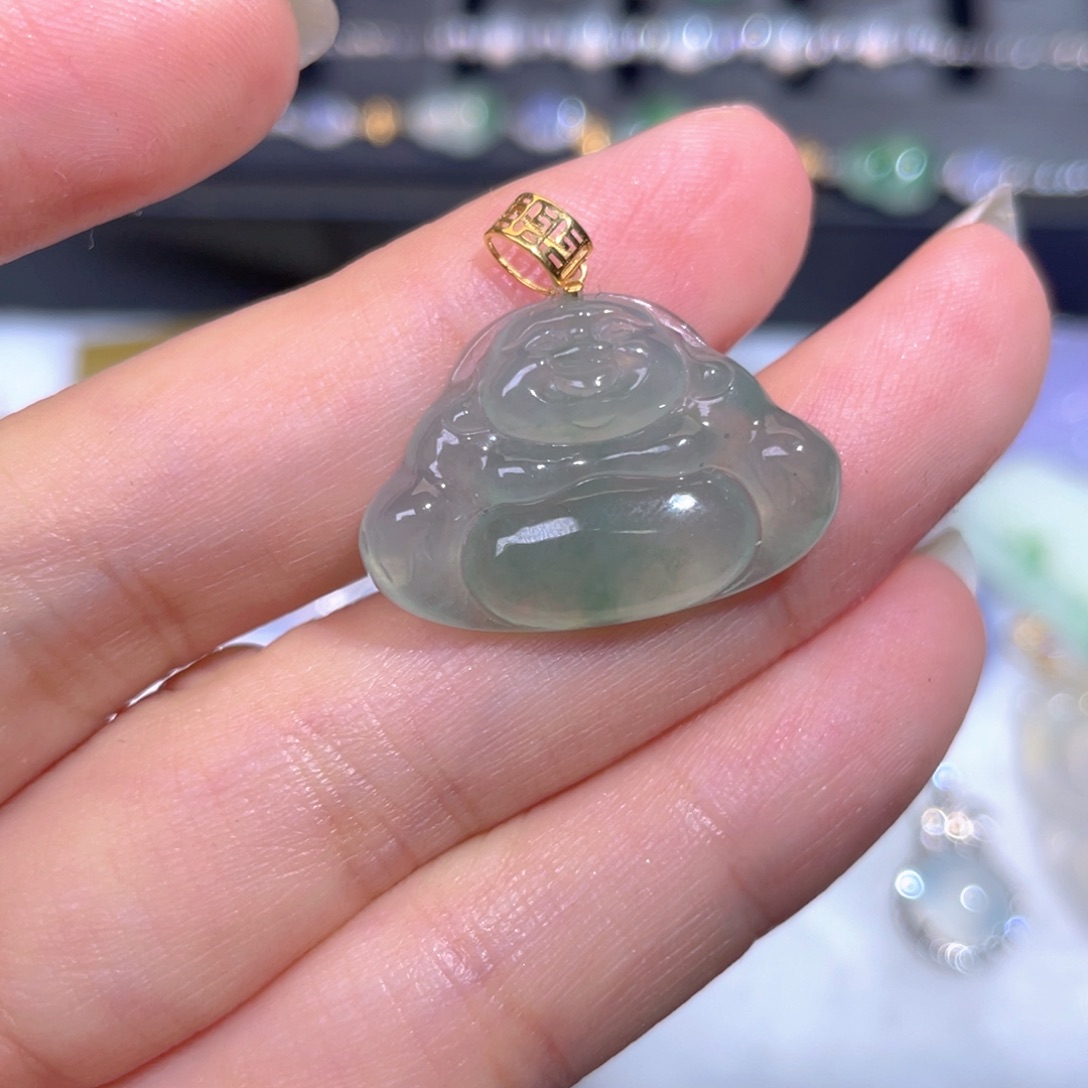 颈饰18K金镶嵌翡翠翡翠