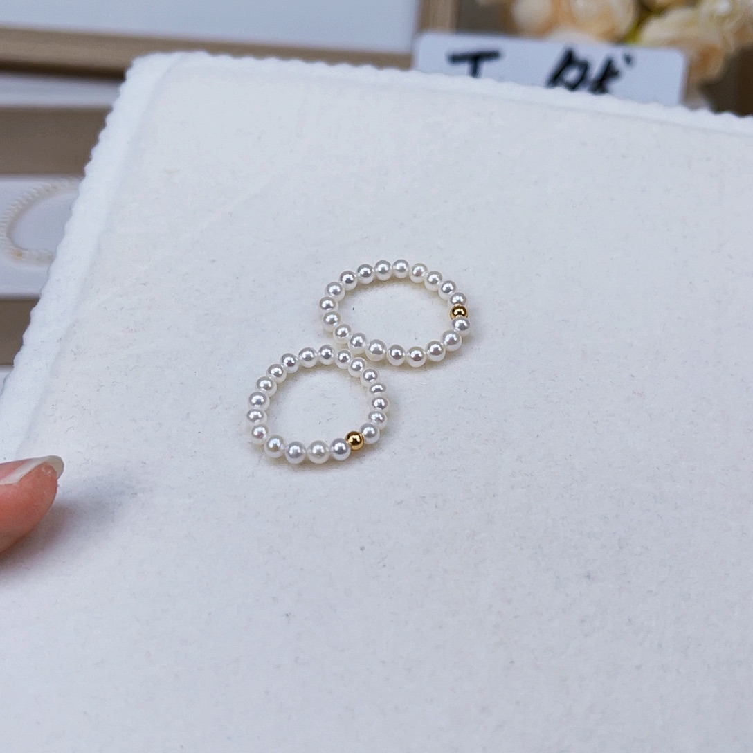 银S925镶嵌戒指淡水珍珠