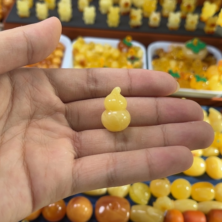 琥珀未镶嵌裸石卡22浓蜡福禄寿