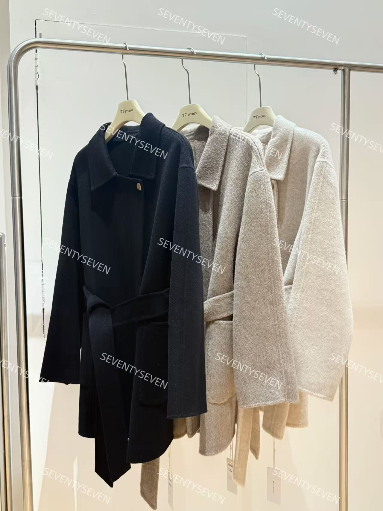 E621-E623#Korea设计师款一粒扣系腰版大衣 （光线原因 颜色略误差