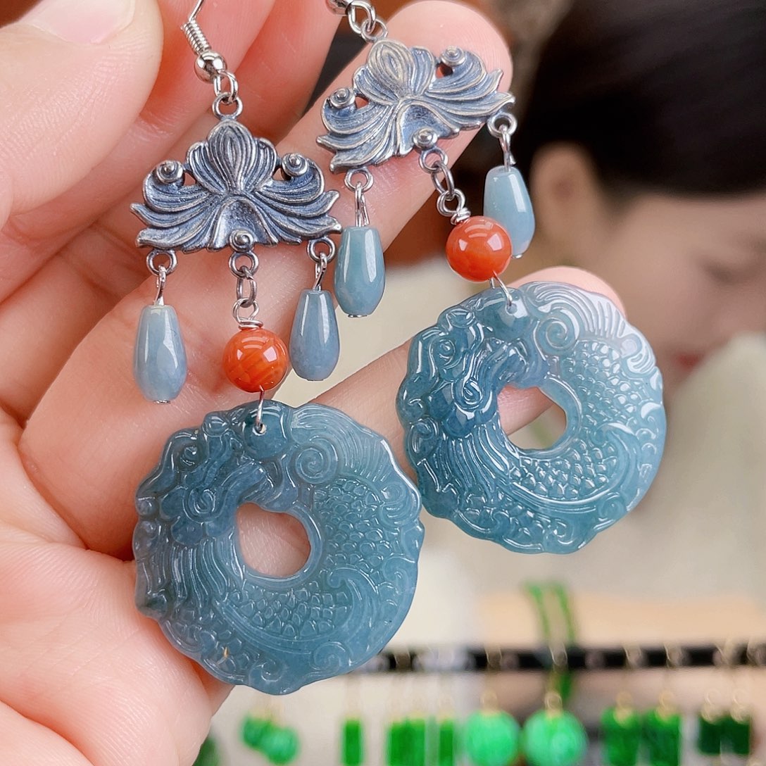 翡翠未镶嵌耳饰饰品